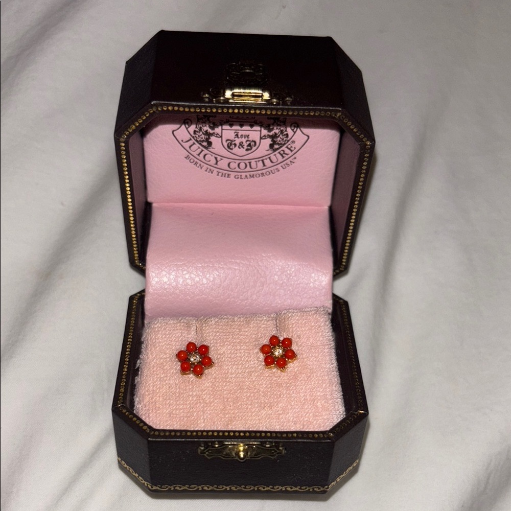 Juicy Couture Red Flower Stud Earrings